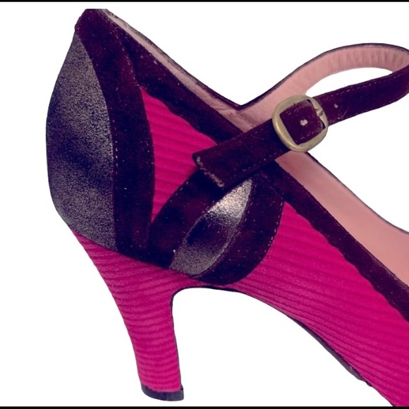 MARC JACOBS Pink Mary Jane Heels Pumps Suede Leather Vintage Madmen Style 8.5 - Picture 5 of 9